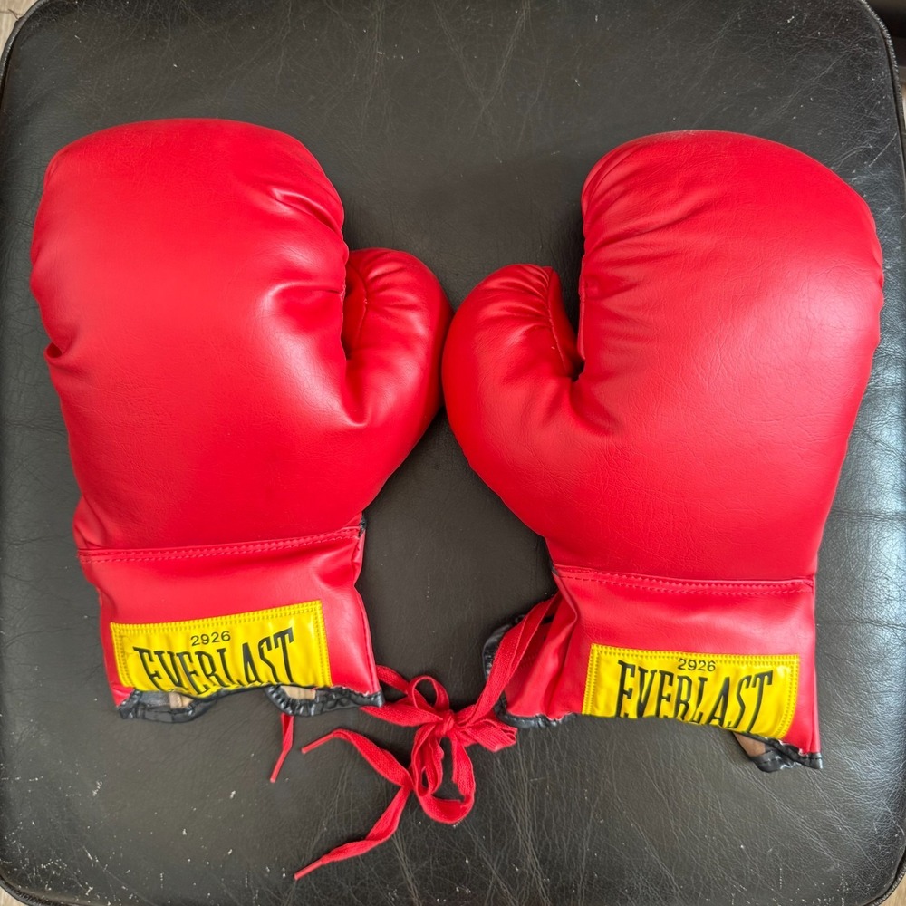 Vintage Everlast 2926 Lace Up Red Boxing Training Gloves Made In USA 16oz